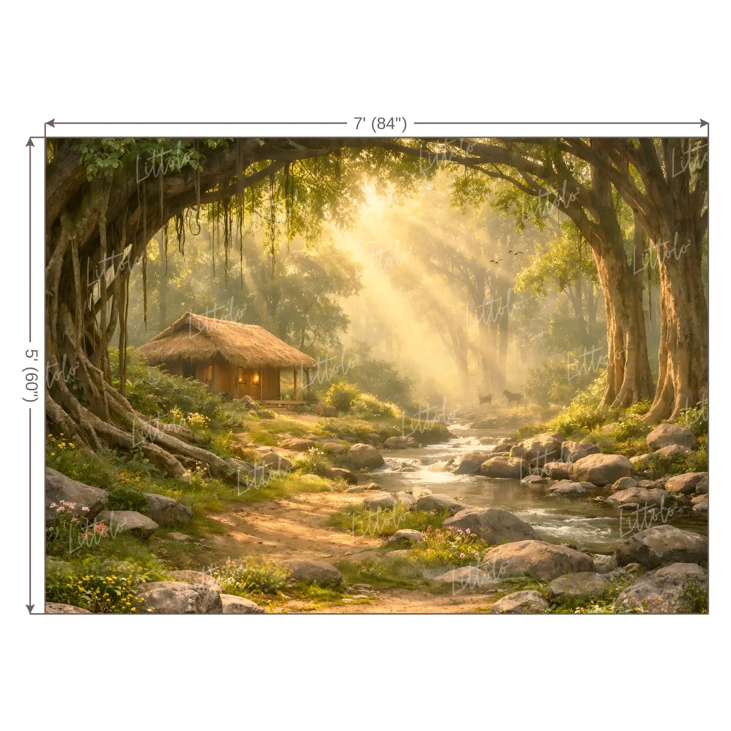 LB1599W Shri Ram Vanvas Forest Ashram Wall Backdrop