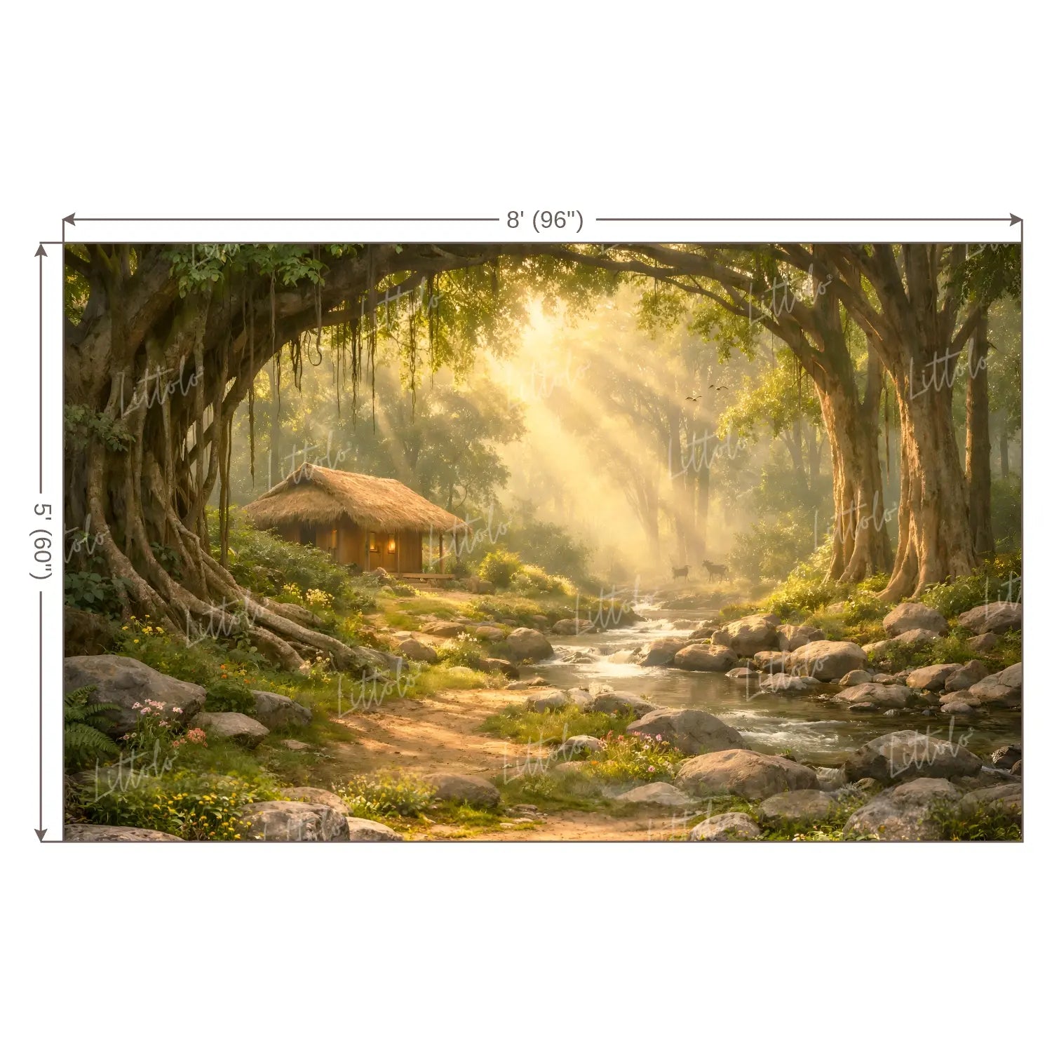 LB1599W Shri Ram Vanvas Forest Ashram Wall Backdrop