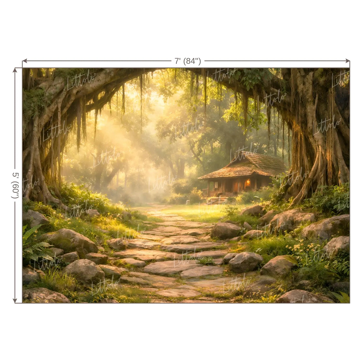 LB1604W Mystic Forest Cottage Wall Backdrop