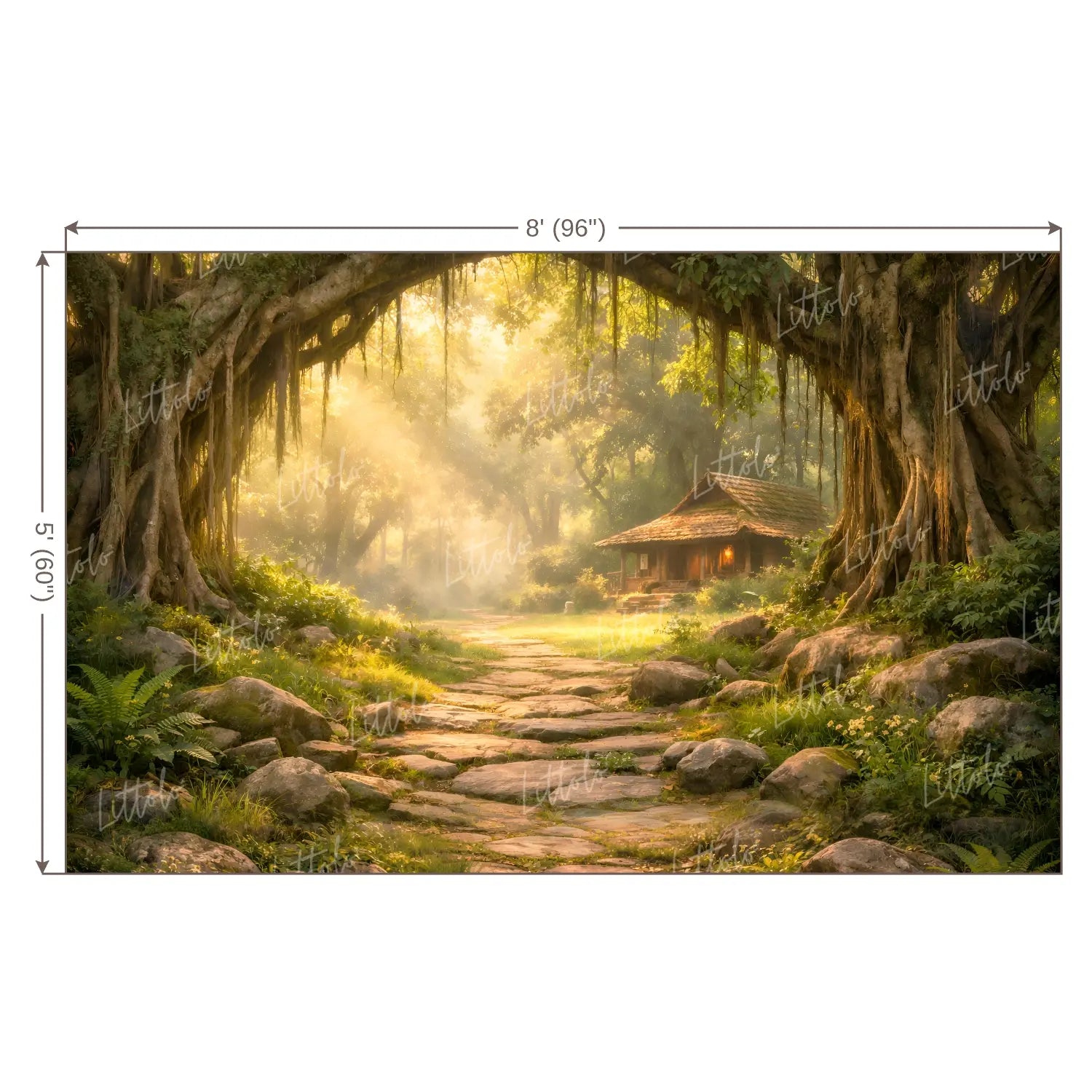 LB1604W Mystic Forest Cottage Wall Backdrop
