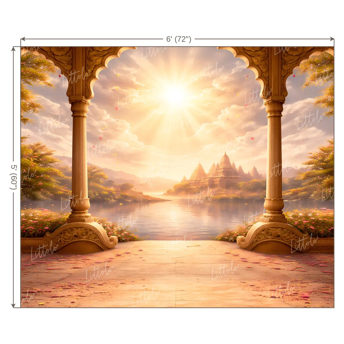 LB1605W Ayodhya Spiritual Morning Wall Backdrop
