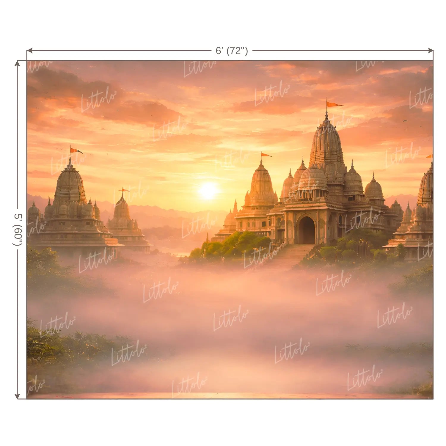 LB1607W Devine Ayodhya Morning Wall Backdrop
