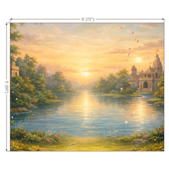 LB1608W Vrindavan Yamuna Ghat Sunrise Wall Backdrop