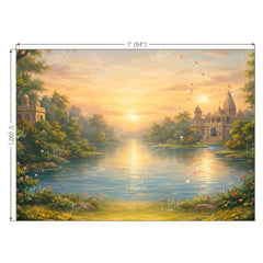 LB1608W Vrindavan Yamuna Ghat Sunrise Wall Backdrop