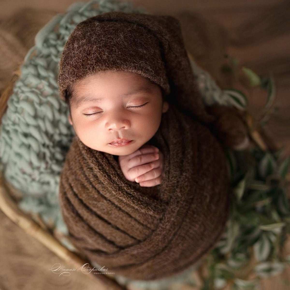 Baby Sleep Hat and Wrap SR013 | Set of 2 | 3M | Brown