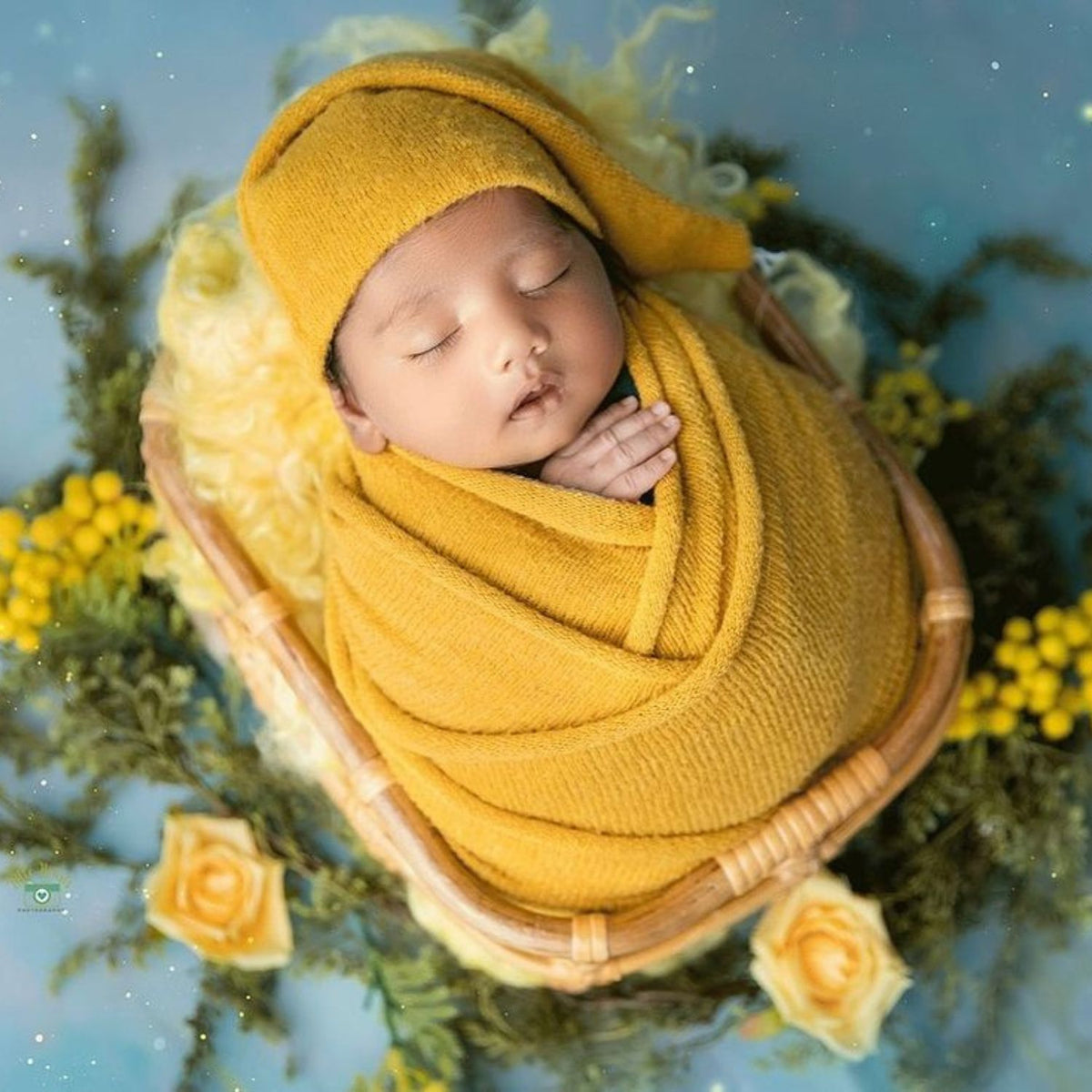 Baby Sleep Hat and Wrap SR013 | Set of 2 | 3M | Butterscotch