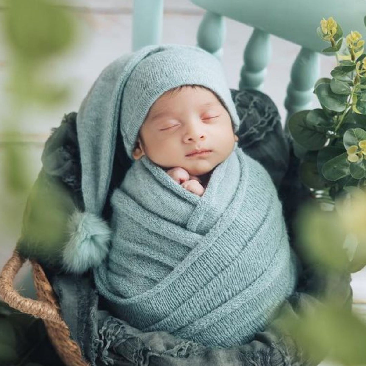 Baby Sleep Hat and Wrap SR013 | Set of 2 | 3M | Sage Green