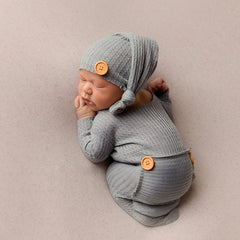 Baby Romper and Sleep Hat SR017 | Set of 2 | 2M | Grey