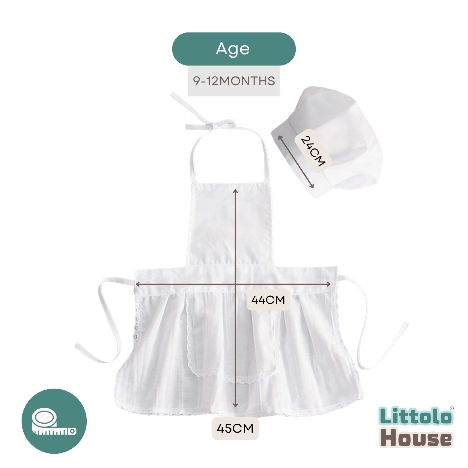 Baby Chef Dress with Chef Cap Outfit SR066 | Set of 2 | White