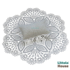 Baby Handmade Crochet Lace Round Doilies Layer with pillow SR093 | NB | Off White