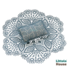 Baby Handmade Crochet Lace Round Doilies Layer with pillow SR093 | NB | Teal