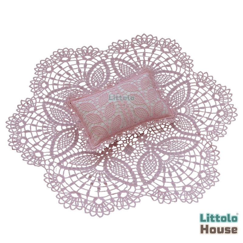 Baby Handmade Crochet Lace Round Doilies Layer with pillow SR093 | NB | Baby Pink