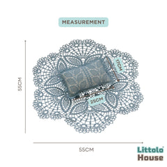 Baby Handmade Crochet Lace Round Doilies Layer with pillow SR093 | NB | Teal