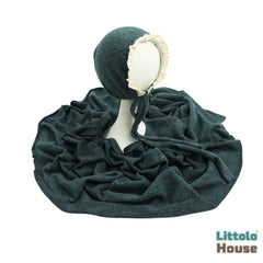 Baby Premium Stretchy Poly Cotton Wrap with Bonnet SR094 | NB | Seaweed