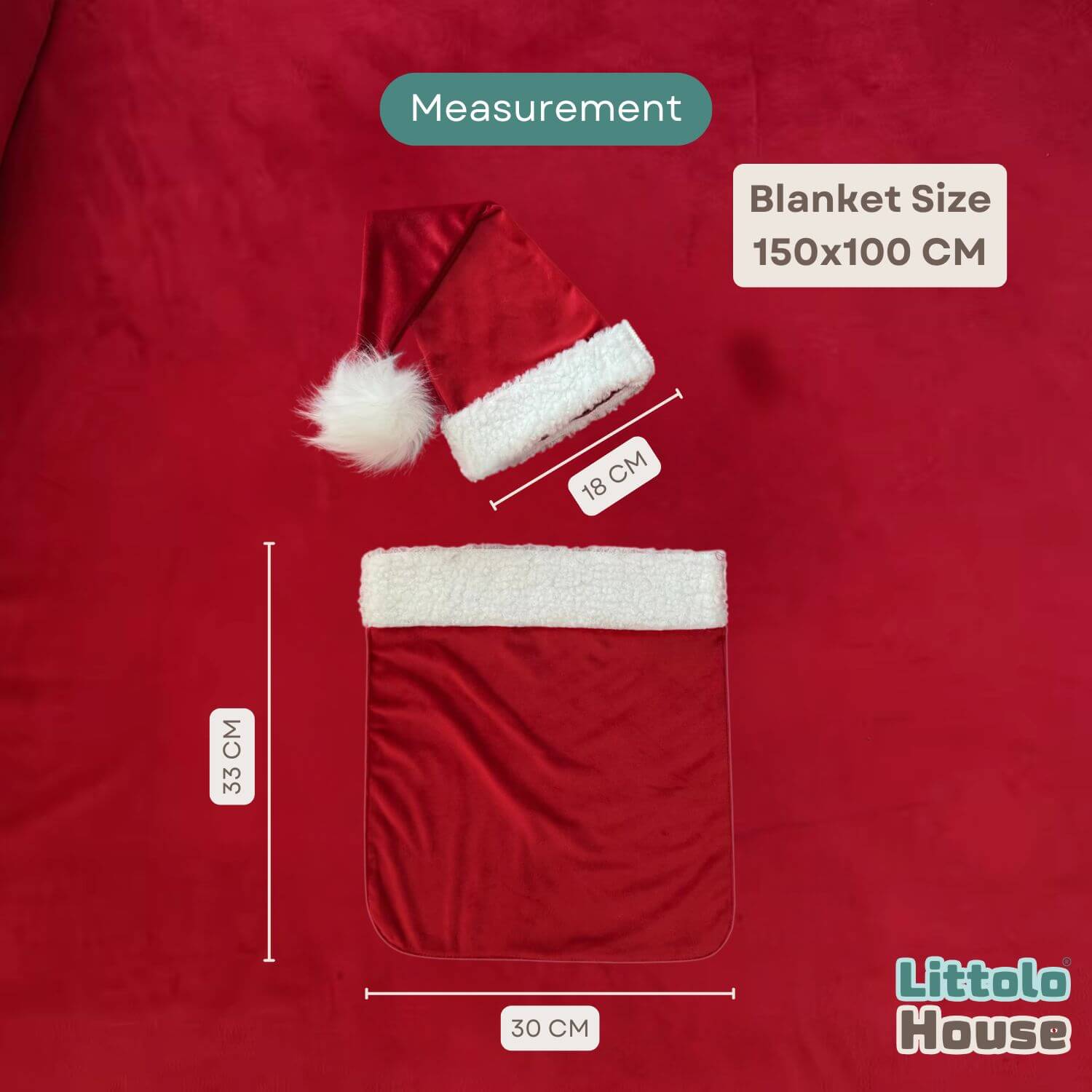 Christmas Santa Hat with Pocket Blanket SR098 | NB | Red