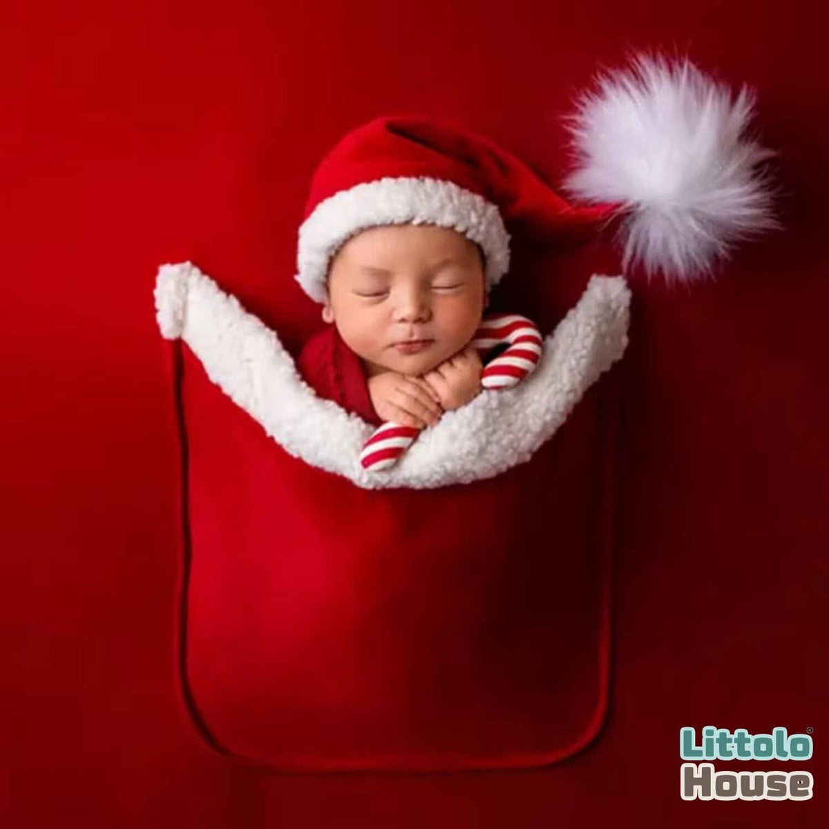 Christmas Santa Hat with Pocket Blanket SR098 | NB | Red