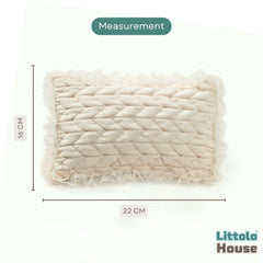 Baby Velvet Braided Posing Pillow with Bow Headband SR100 | NB | Beige