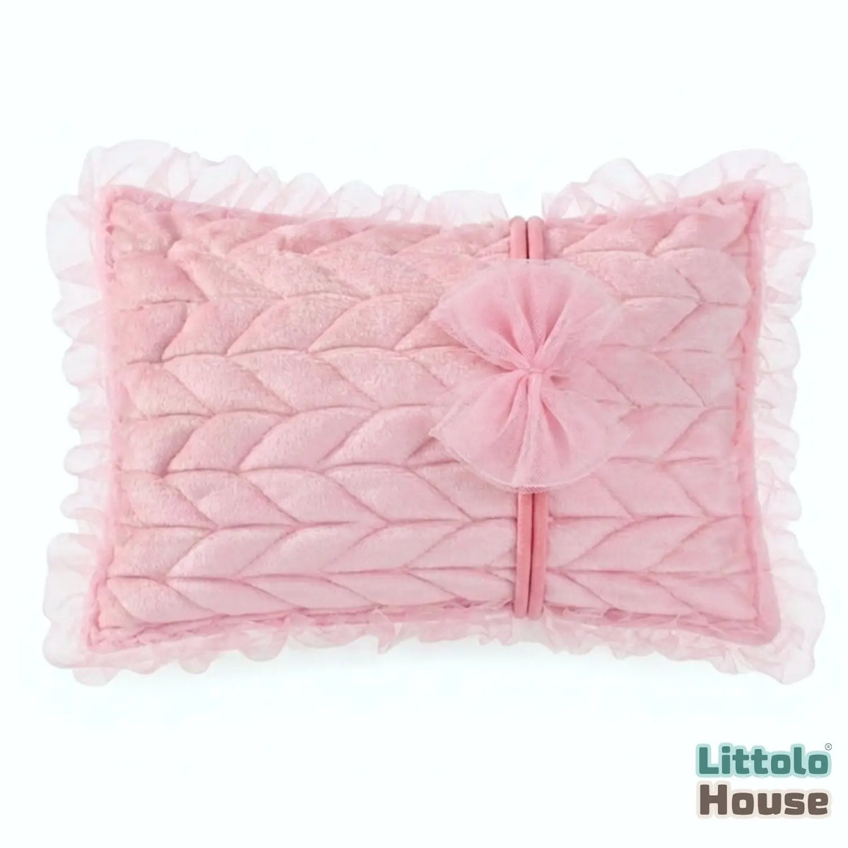 Baby Velvet Braided Posing Pillow with Bow Headband SR100 | NB | Dusty Pink