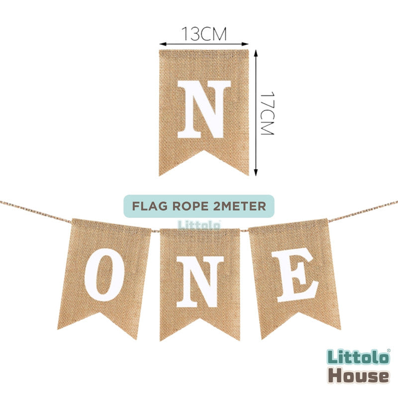 ONE Burlap Banner, Rustic Burlap Bunting Swallowtail Flags D081 Set of 1 | M | Khaki