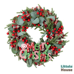 Artificial Handcrafted Merry Christmas Wreath F045 Pack of 1 | Multicolour