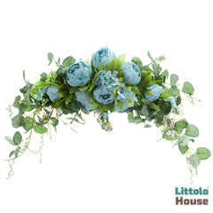 Artificial Silk Flower Arch Wreath  F057 | Pack of 1 | Navy Blue Shades