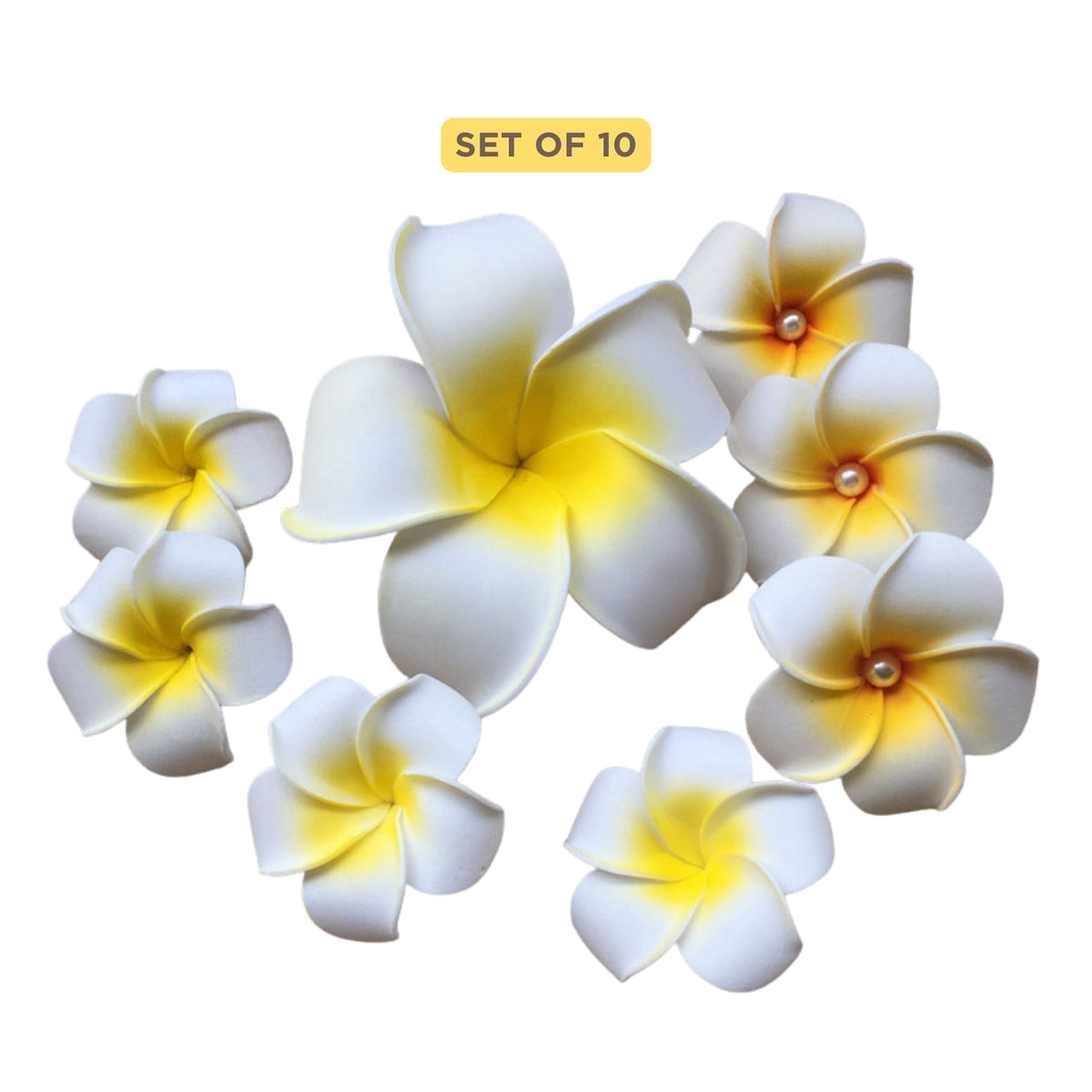 Artificial Floating Hawaii Flowers F094 | Pack of 10 | White Yellow