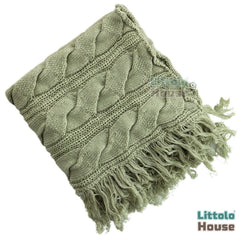 Elegant Ribbed Blanket Layer L046 | Bean Green