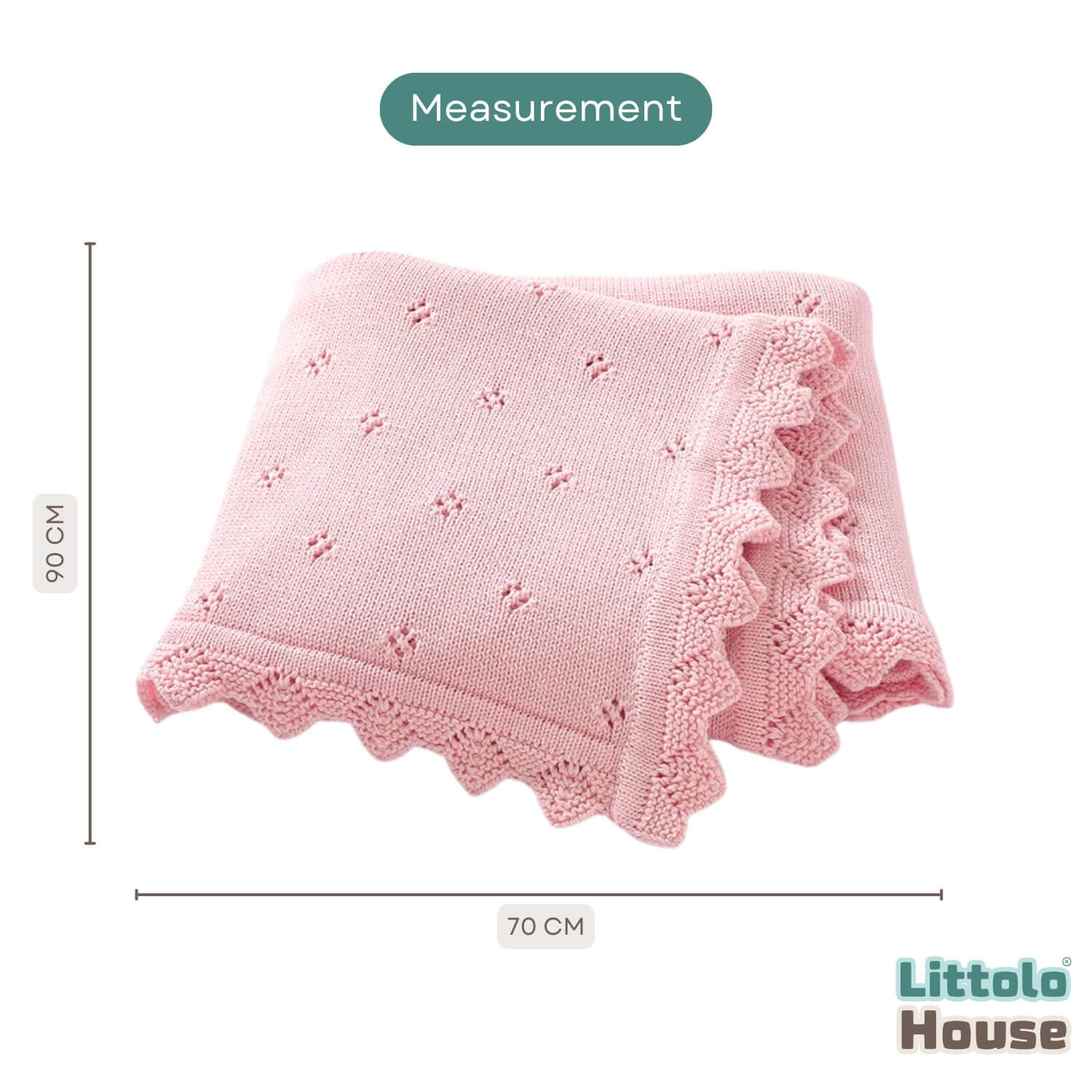Elegant Lace Edge Knitted Blanket Layer L052 | Light Pink
