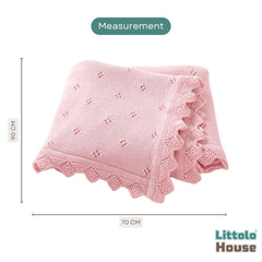 Elegant Lace Edge Knitted Blanket Layer L052 | Light Pink
