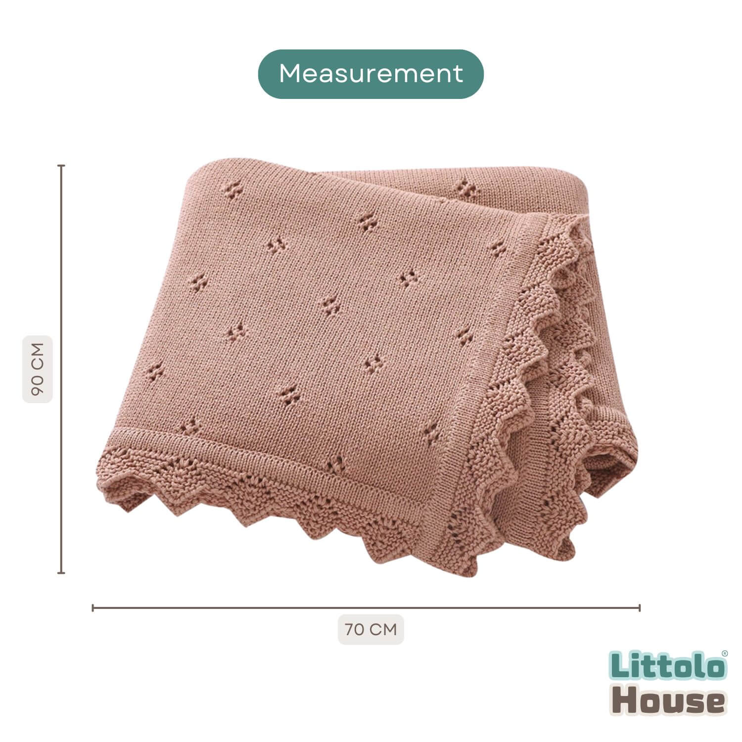 Elegant Lace Edge Knitted Blanket Layer L052 | Melon Orange