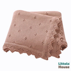 Elegant Lace Edge Knitted Blanket Layer L052 | Melon Orange