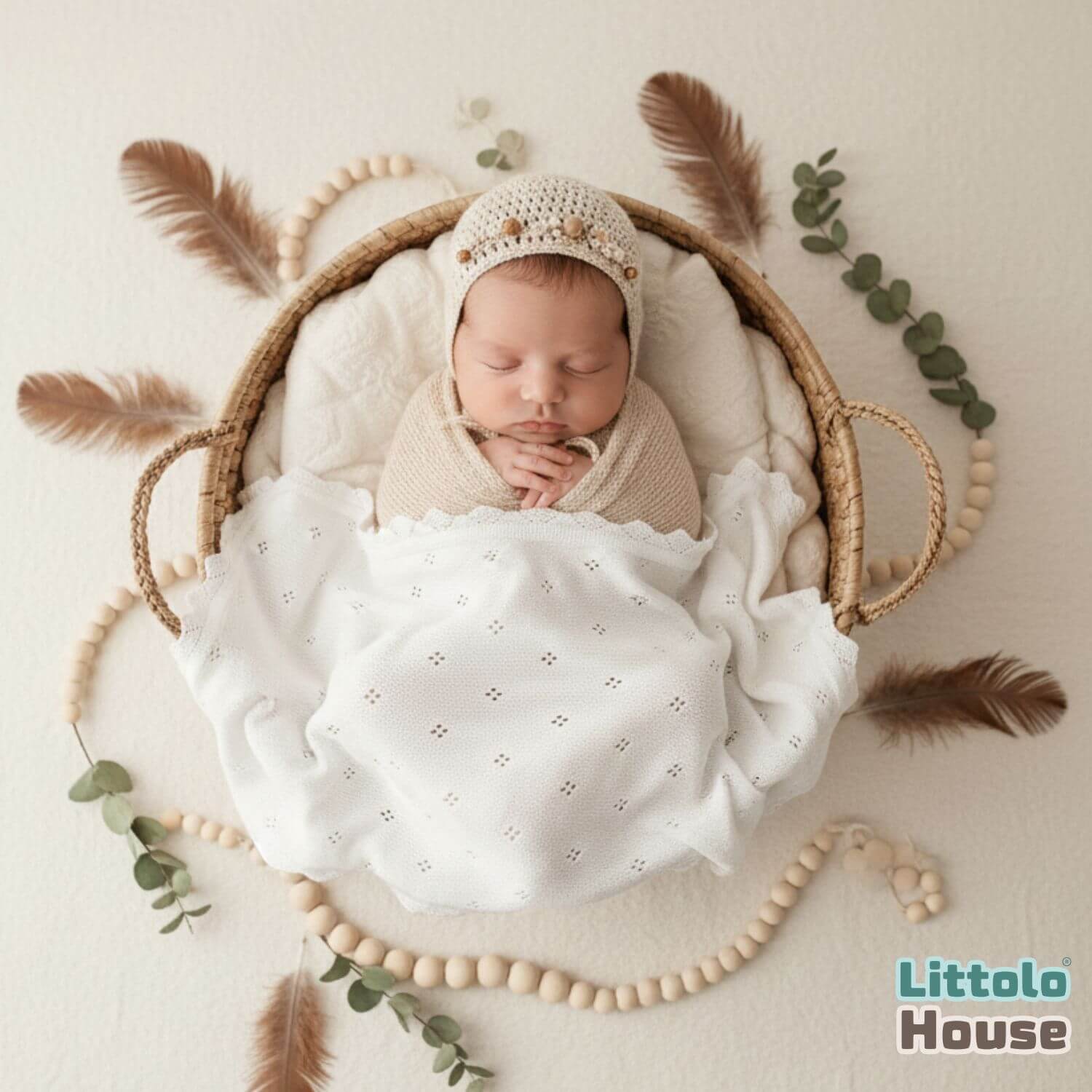 Elegant Lace Edge Knitted Blanket Layer L052 | Milky White