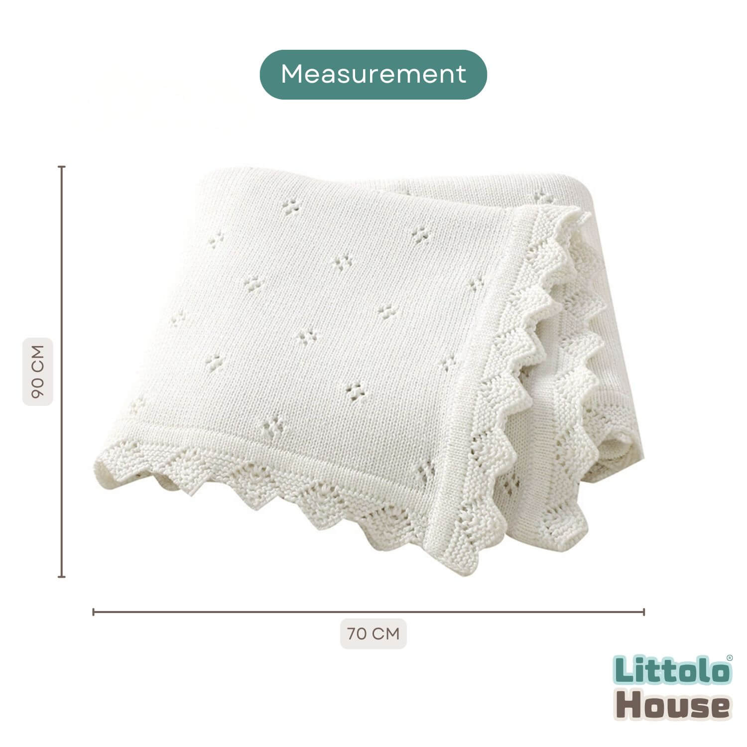 Elegant Lace Edge Knitted Blanket Layer L052 | Milky White