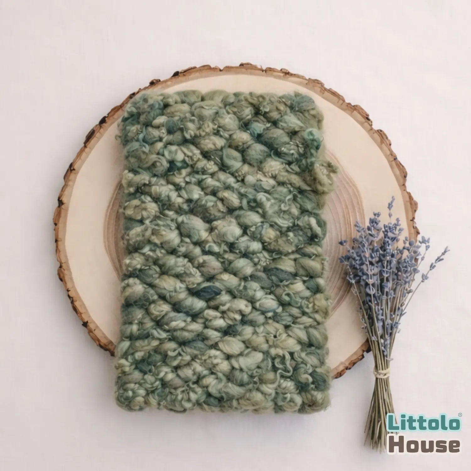 Premium Chunky Wool Textured Blanket Layer L054 | Algae Green Shades