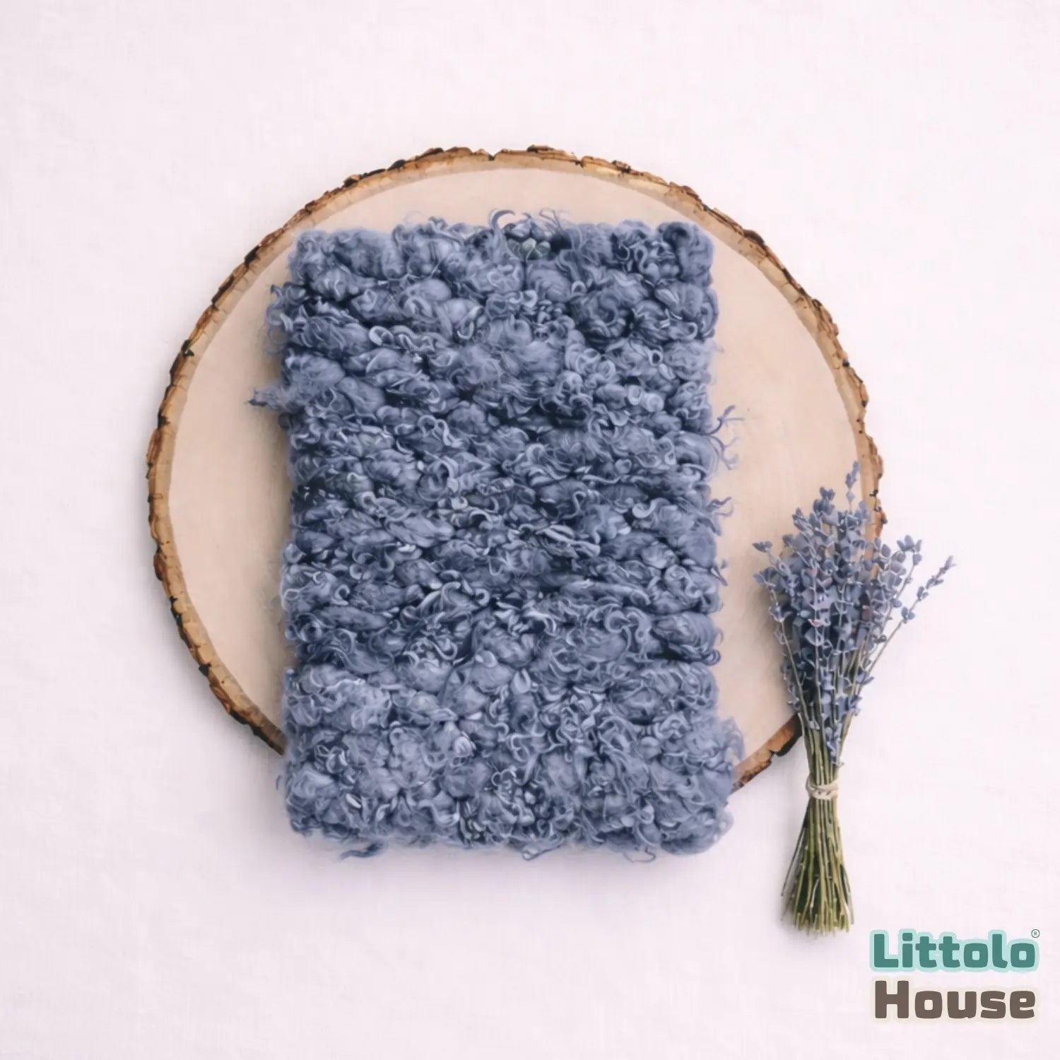 Premium Chunky Wool Textured Blanket Layer L054 | Cornflower