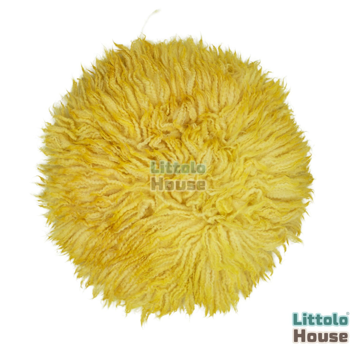 Natural Wool Fleece Dual Shade Curly Fur | 35 CMS | Lemon Yellow