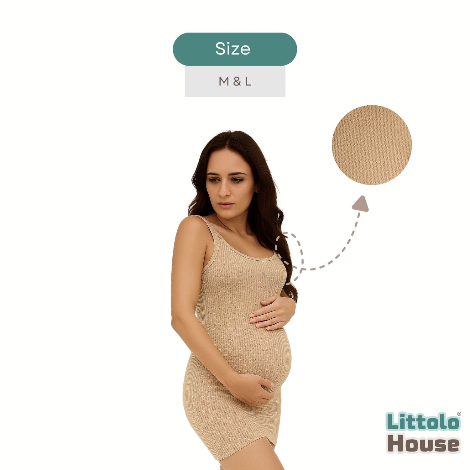 Ribbed Tank Maternity Shapewear Romper M053 | Beige