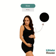 Ribbed Tank Maternity Shapewear Romper M053 | Black