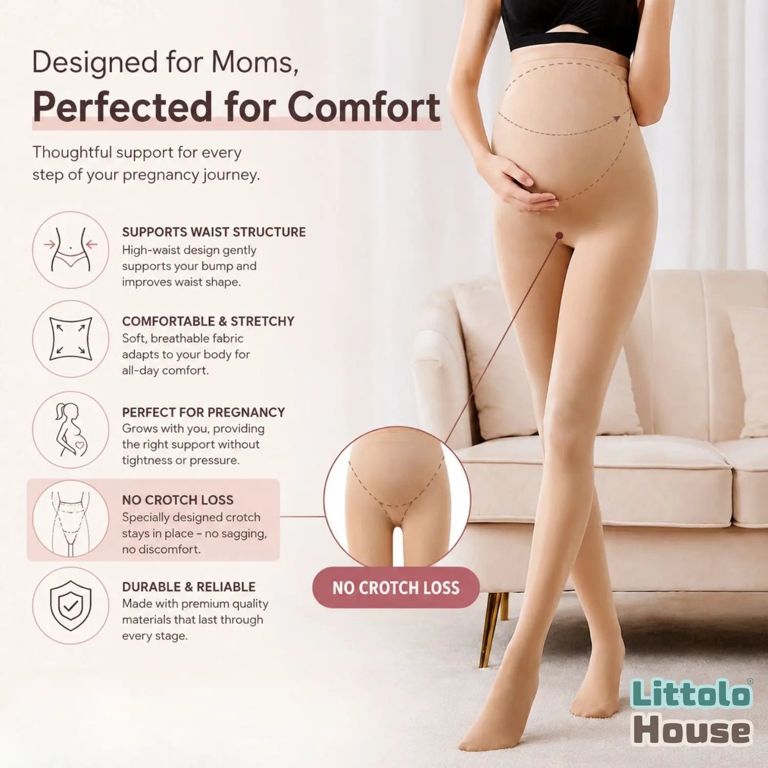 Over-the-Bump Maternity Support Tights M056 | M | Cream