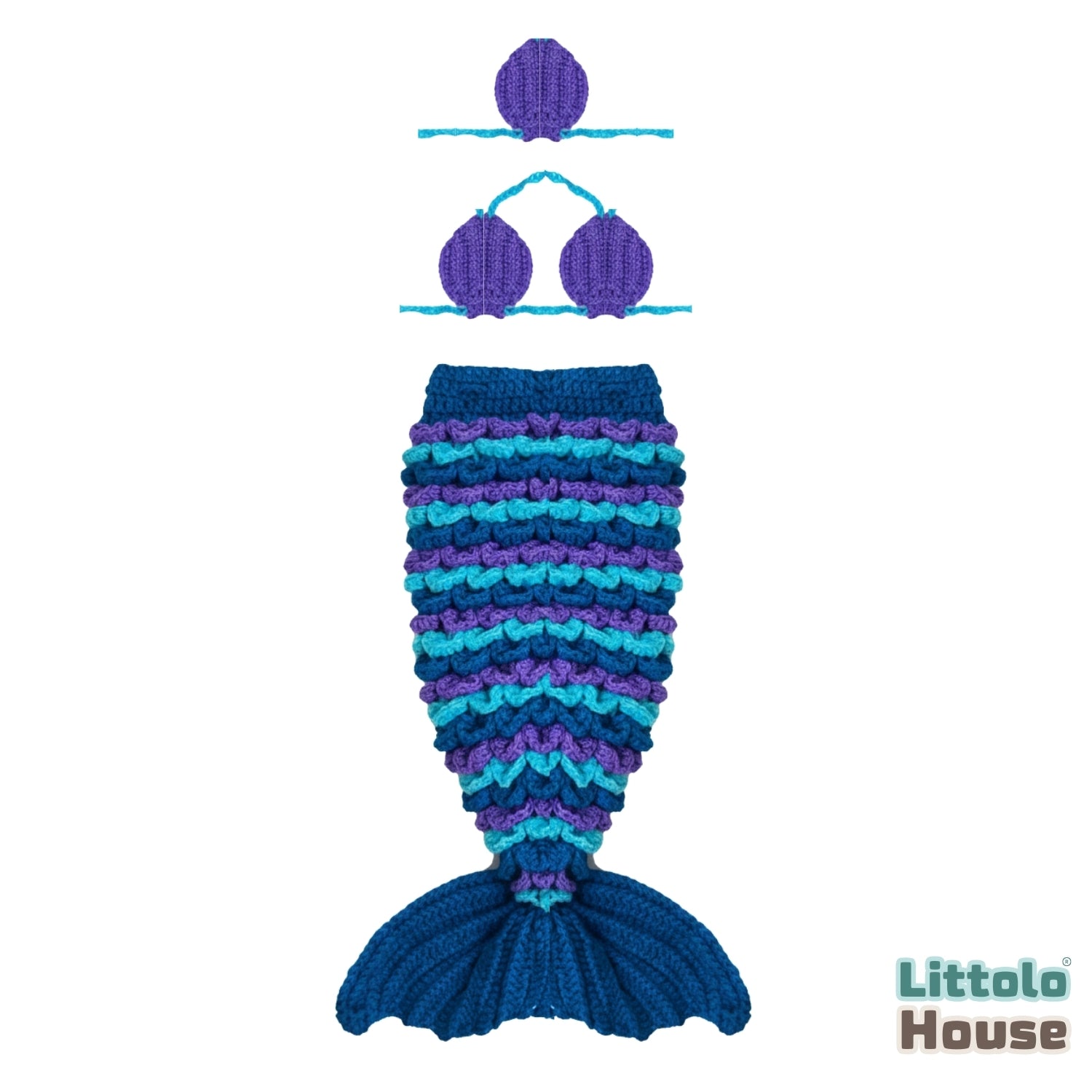Crochet Mermaid Outfit | 3M | Blue