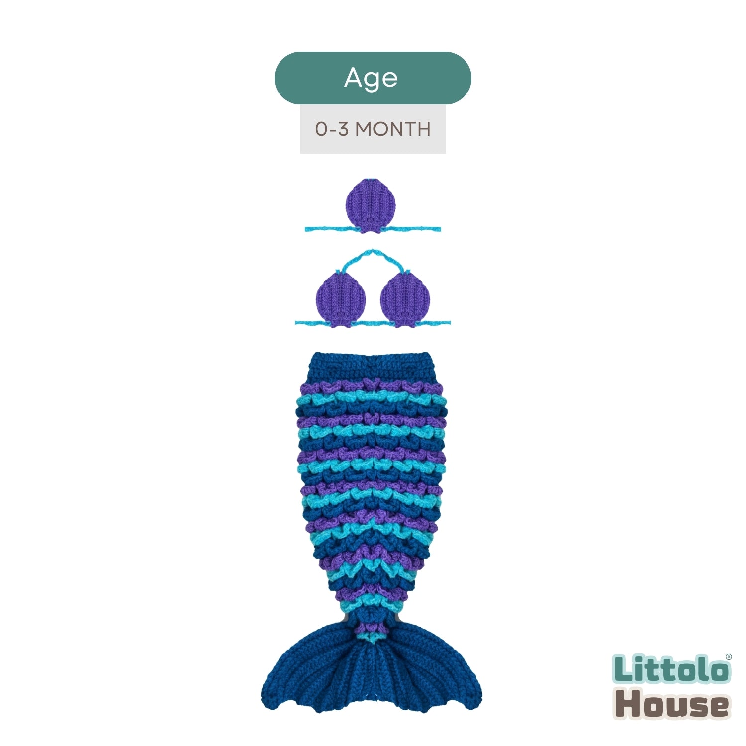 Crochet Mermaid Outfit | 3M | Blue