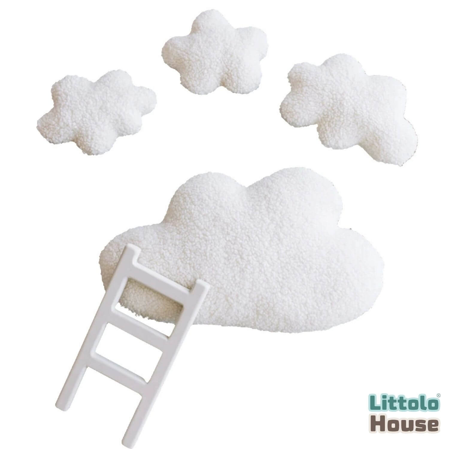 Premium Cloud Shaped Posing Pillow with Mini Ladder P23 Set of 4 | NB | White