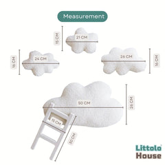 Premium Cloud Shaped Posing Pillow with Mini Ladder P23 Set of 4 | NB | White