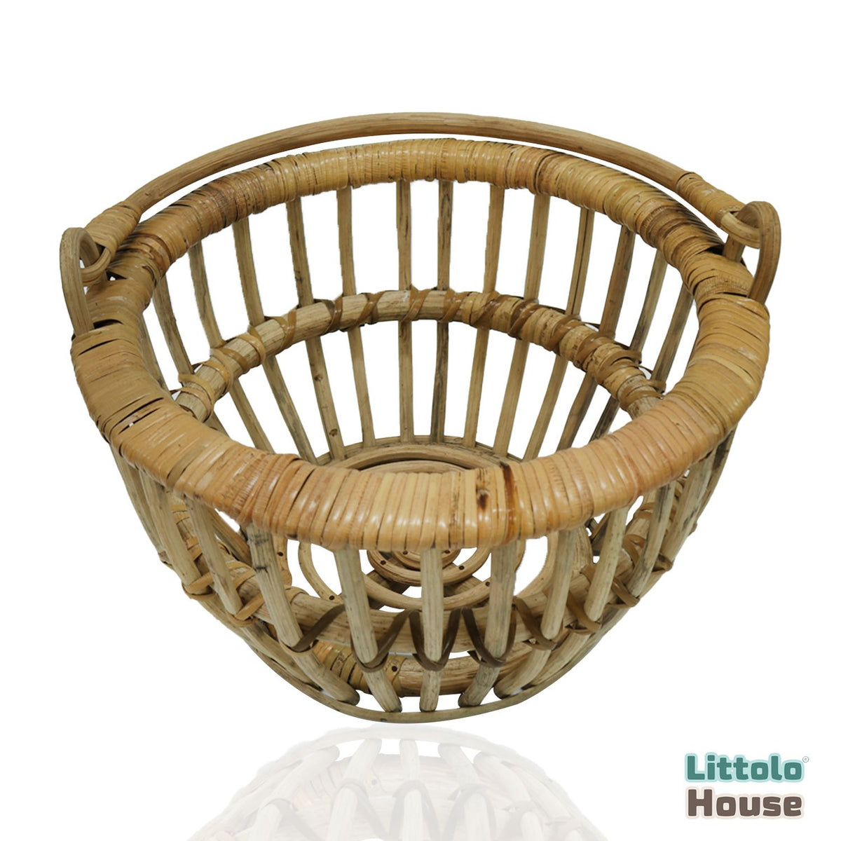 Artisan Cane Bucket with Handles | Cane | Natural Wood