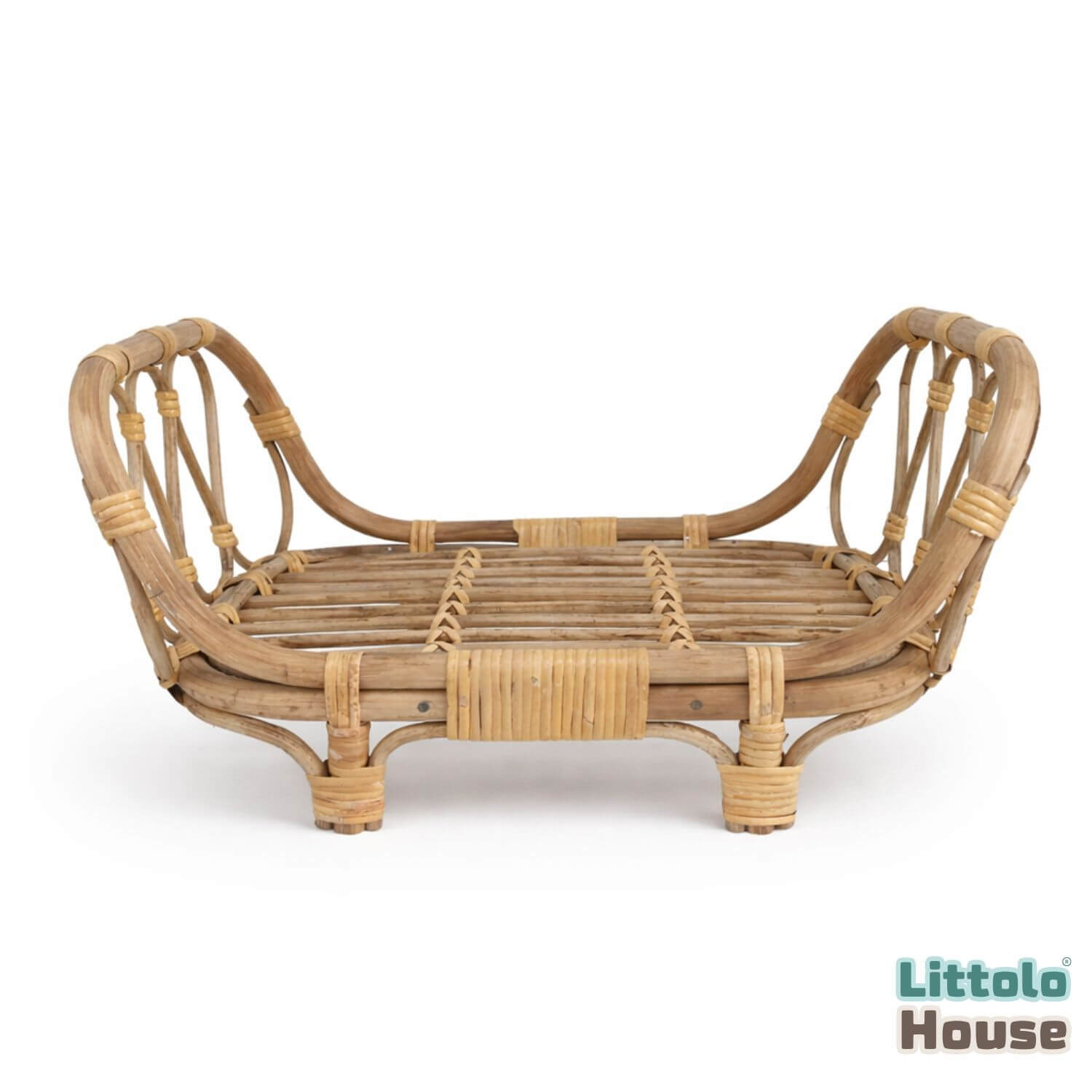 Classic Cane Sofa Cum Bed | Cane | Natural Wood