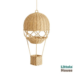 Handwoven Rattan Hot Air Balloon | Pack of 1 | Natural Wood