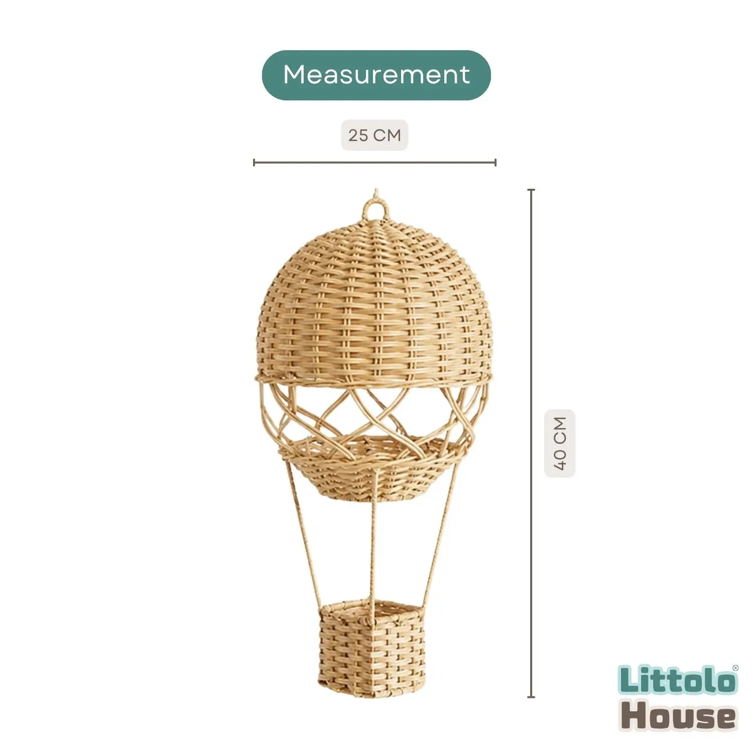 Handwoven Rattan Hot Air Balloon | Pack of 1 | Natural Wood