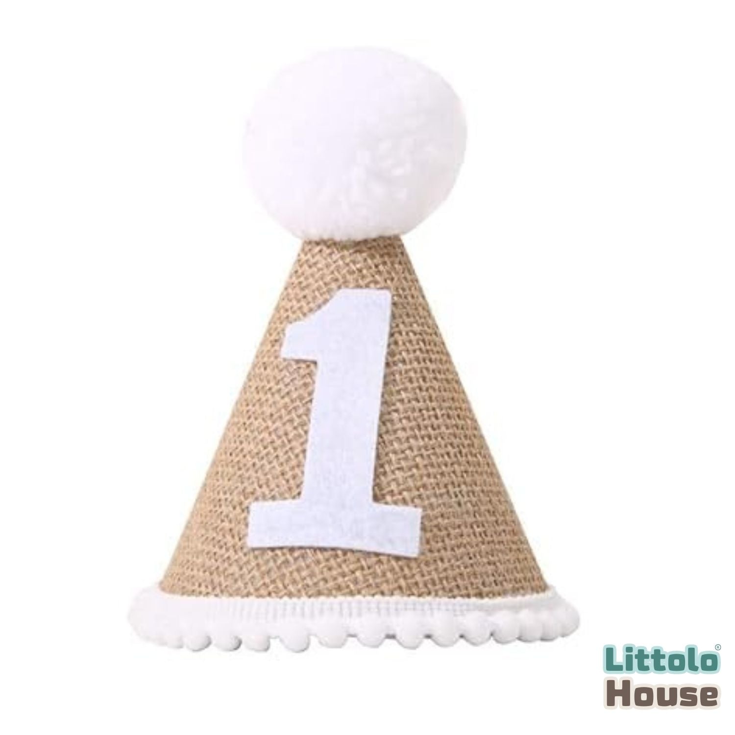 Baby 1 Year Linen Hat with Pompom D002 | Decorative Add-ons | Brown