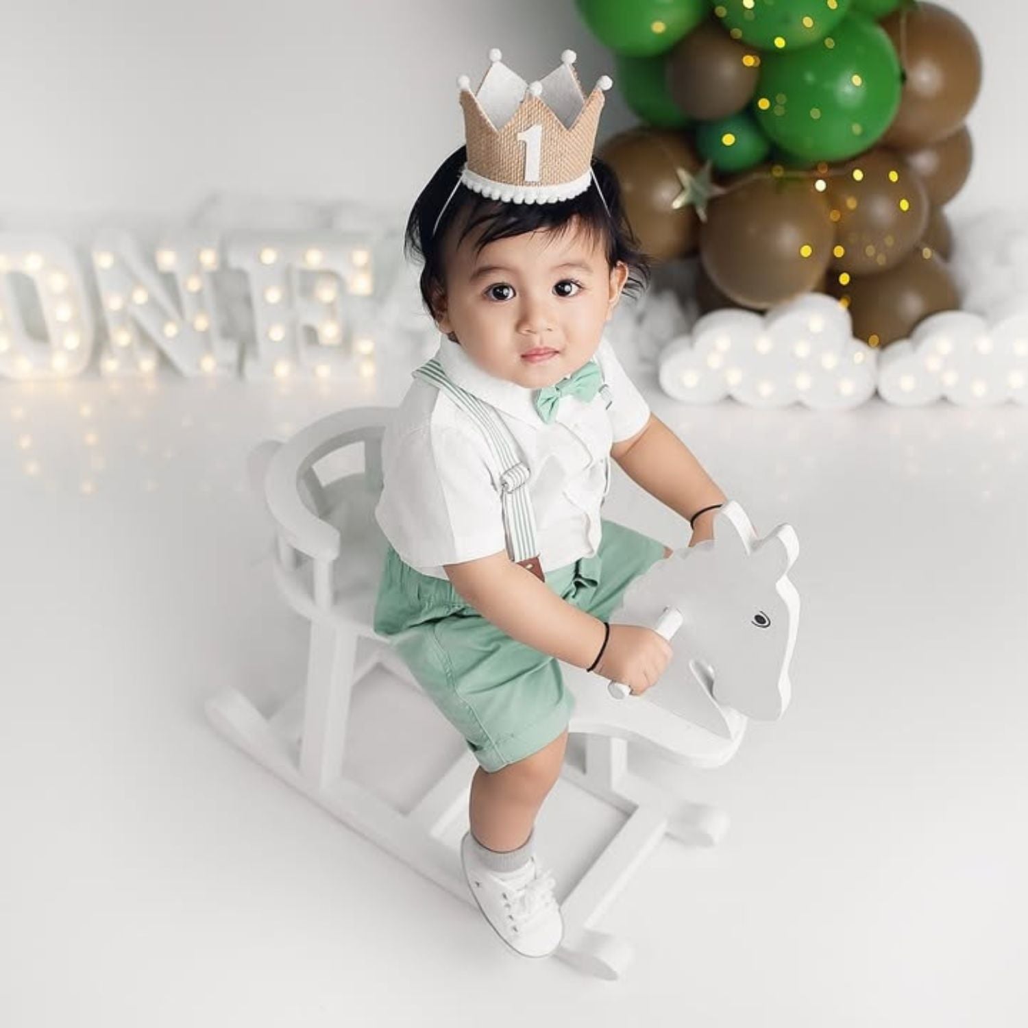 Baby 1 Year Linen Crown D003 | Decorative Add-ons | Brown
