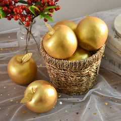 Artificial Apple Fruits Set of 5 D014 | Decorative Add-ons | Golden